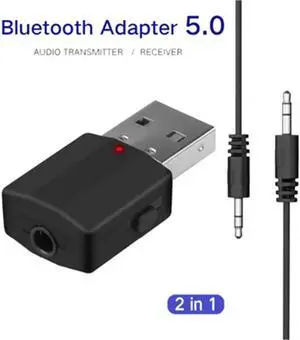 JAENFONG Switching Bluetooth 5.0 Adapter USB Transmitter Receiver 2 in 1 3.5mm Stereo Audio Adapter Wireless Digital Devices