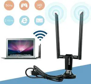 JAENFONG 1200Mbps Long Range AC1200 Dual Band 5GHz Wireless USB 3.0 WiFi Adapter Antennas