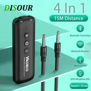 JAENFONG 4-IN-1 Bluetooth 5.0 Audio Receiver Transmitter AUX RCA 3.5MM USB Jack Stereo Wireless Adapters Dongle With Mic For Car TV PC
