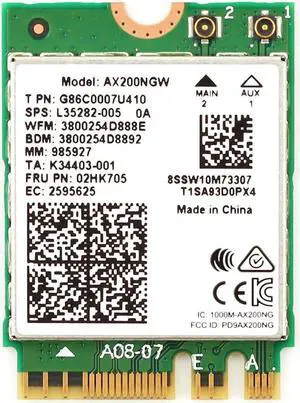 JAENFONG  band 3000Mbps AX200 Wi-Fi 6 M.2 Desktop Kit 2.4G/5G Bluetooth 5.0 802.11ax/ac AX200NGW Wireless Card Adapter Antenna