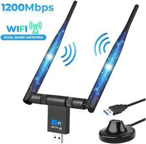 JAENFONG WiFi Adapter 1200Mbps USB3.0 Dongle 2.4G/5G Long Range Stable Signal Network for Windows XP/10/8//7/Visa/ Mac10.6-10.13