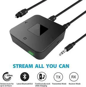 JAENFONG LL Bluetooth V5.0 Transmitter Receiver 3.5mm AUX USB Wireless Audio Adapter Dongle for PC TV Headphones Speaker Car Stereo
