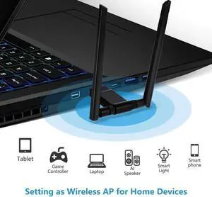 JAENFONG 1200Mbps USB Wifi Dongle Adapter 5Ghz 2.4Ghz USB Dual Band RTL8811AU Wifi Antenna LAN Adapter For Windows Mac Desktop/Laptop/PC