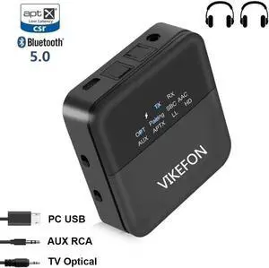 JAENFONG Bluetooth 5.0 Audio Transmitter Receiver Music CSR8675 AptX HD LL Low Latency TV PC Bt Wireless Adapter RCA/SPDIF/3.5mm Aux Jack