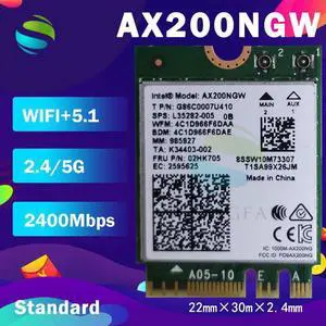 JAENFONG Wireless Dual Band 2400Mbps Bluetooth 5.0 NGFF M.2 Wifi Adapter For AX200 Wi-Fi Card 802.11ac/ax Windows 10