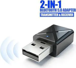 JAENFONG 2 in 1 Wireless USB Bluetooth Adapter BT5.0 Dongle Music Audio Receiver Transmitter for PC/Computer/Smart Phone/Tablet