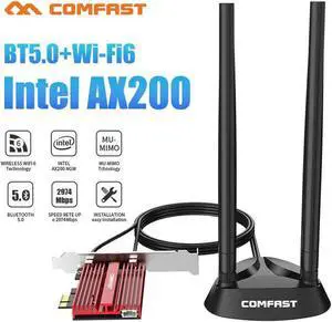 JAENFONG 3000Mbps Dual Band 2.4Gbps WiFi-6 AX200 Gigabit Network Card Pcie Wifi Bluetooth 5.0 Wireless Adapter For Pc Desktop Windows 10