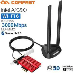 JAENFONG band 3000Mbps Wifi 6 AX200NGW PCI-E 1X Wireless Adapter 2.4G/5Ghz 802.11ac/ax Bluetooth 5.0 For Win10 AX200 Network Card