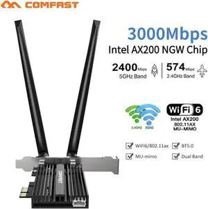JAENFONG 3000Mbps Dual Band Wireless Desktop PCIe For AX200 Pro Card 802.11ax 2.4G/5Ghz Bluetooth 5.0 PCI Express WiFi 6 Adapter