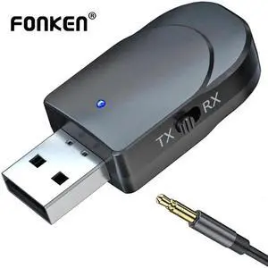 JAENFONG USB Bluetooth 5.0 Audio Receiver Transmitter PC Tablet Wireless Adapter 3.5mm TV Car Kit Aux Music Receiver 3in1 Dongle
