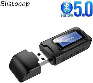 JAENFONG 2in1 USB Dongle Bluetooth 5.0 Transmitter Receiver LCD Display Mini 3.5MM AUX RCA Stereo Audio Wireless Adapter For PC TV Car