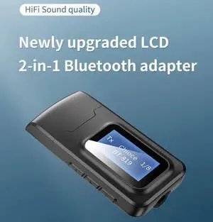 JAENFONG 2 in 1 Bluetooth 5.0 Audio Transmitter Receiver USB Dongle LCD Display 3.5MM AUX RCA Stereo Wireless Adapter