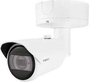 Hanwha Techwin XNO-8083R 6MP IR ICR Extreme-WDR Outdoor Network H.265 PoE+ Bullet Camera with 4.4~9.3mm (2.1x) Motorized Varifocal Lens, Aluminum, White Color