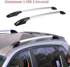 Acaigel Pair 1.6m Car Decorative Roof Luggage Rack Silver Aluminum Side Bar Rail Sticker