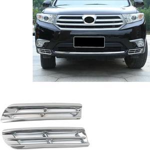 2pcs ABS Chrome Front Fog Light Lamp Cover For Toyota Highlander 2012-2014