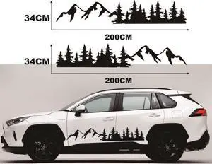 Paiying Car Decal Tree Mountain Forest Vinyl Graphic for Camper RV Trailer Truck Sticker
