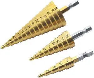 Acaigel Sheet Metal Tools Drill 4-12/20/32MM Hex Titanium Step Cone Drill Bit Hole Tools