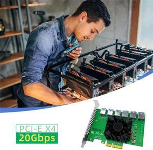 Acaigel PCIE 1 to 6 PCI Express X4 20Gb Riser Card Adapter PCI-E Slot 4X to 16X USB 3.0