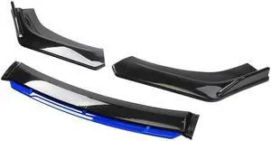 Paiying Glossy Black + Blue Lip Car Front Bumper Splitter Lip Diffuser Spoiler Body Kit