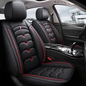 Paiying Black & Red PU Leather 6D Car Seat Covers Full Set Breathable Pad USA Paiying Black & Red PU Leather 6D Car Seat Covers Full Set Breathable Pad USA