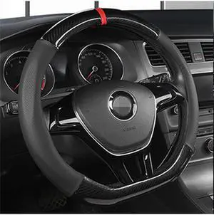 Acaigel D-Shape Car Steering Wheel Cover 38Cm Perforated Leather Carbon Fiber Style Usa Acaigel D-Shape Car Steering Wheel Cover 38Cm Perforated Leather Carbon Fiber Style Usa