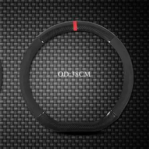 Paiying D-Shape Car Steering Wheel Cover 38Cm Perforated Leather Carbon Fiber Style Usa