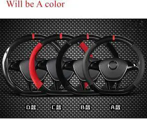 FYUU D-Shape Car Steering Wheel Cover 38Cm Perforated Leather Carbon Fiber Style Usa