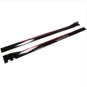 Acaigel 6Pcs 2.2m Glossy Black Red Car Side Skirts Lip Extension Panel Body Apron Kit US
