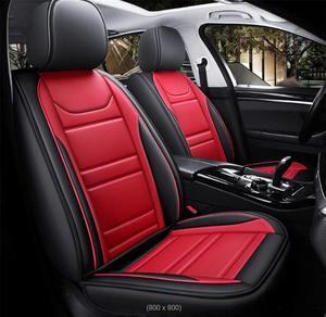 Full Set Auto Car Seat Covers 5-Seats Accessories Black + Red Leather