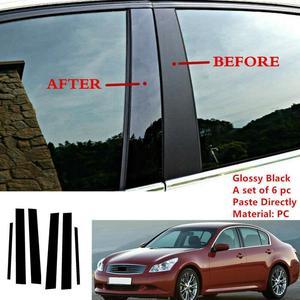 6 Pcs Gloss Black Door Pillar Cover Trim Posts For 2002-2013 Infiniti G35 G37