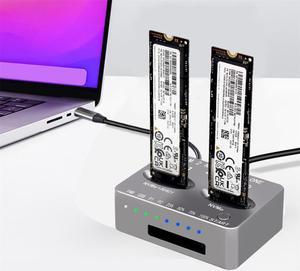 M.2 NVMe AHCI Duplicator USB3.2 20Gbps SSD Dual-Bay Offline Clone Mobile Hard Drives Dock