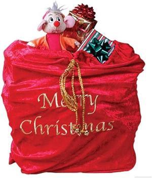 Santa Claus Christmas Toy Bag Sack Red Plush Velvet Present Costume Accessory