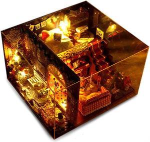 DIY Miniature Dollhouse Furniture Christmas Carnival Night Wooden Dolls House With LED Light Kits Gift Toys