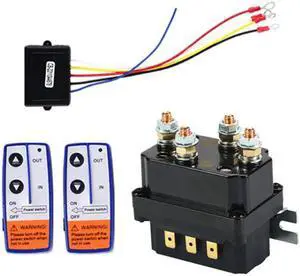 Acaigel 12V 250A Winch Solenoid Relay Contactor+2pcs Wireless Winch Remote Control Kit