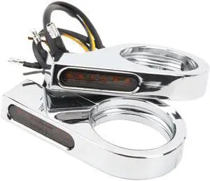 Paiying 2X Chrome Motorcycle Front 41mm LED Turn Signal Fork Tube Clamp Amber Light Lamp Paiying 2X Chrome Motorcycle Front 41mm LED Turn Signal Fork Tube Clamp Amber Light Lamp