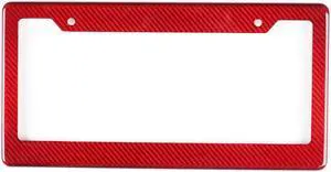 Paiying 1Pc Real Carbon Fiber License Plate Frame Red (without Mounting Accessories)