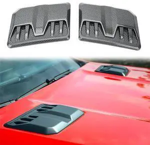 Paiying 2x Carbon Fiber Look Car Bonnet Air Intake Flow Side Vent Hood Scoop Cover Trim
