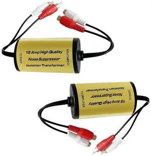 Yassdwbn 2x Car SUV AMP Stereo RCA Audio Noise Filter Suppressor Ground Loop Isolator