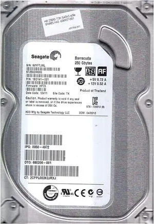 1BD141-021 - Seagate BarraCuda 7200.14 250GB 7200RPM SATA 6Gb/s 16MB Cache 3.5-inch Hard Drive 1BD141-021 - Seagate BarraCuda 7200.14 250GB 7200RPM SATA 6Gb/s 16MB Cache 3.5-inch Hard Drive