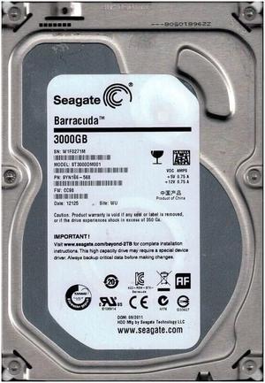 9YN166-568 - Seagate BarraCuda 3TB 7200RPM SATA 6Gb/s 64MB Cache (CE) 3.5-inch Hard Drive