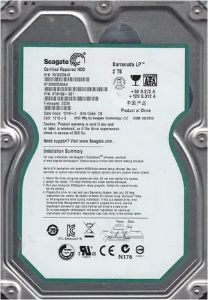 9TN158-301 - Seagate BarraCuda LP 2TB 5900RPM SATA 3Gb/s 32MB Cache 3.5-inch Hard Drive