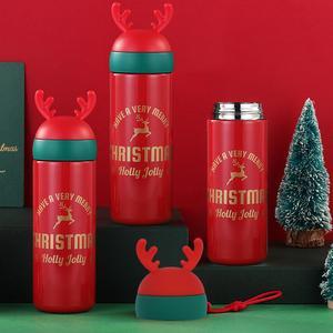 One Holiday Christmas Vacuum Insulated Stainless Steel Hot Cold Reindeer 330ml 1x Water Bottle
