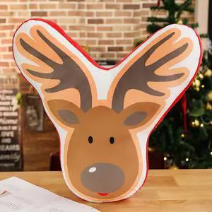 Reindeer Christmas Decorative Throw Pillow 17 inch Soft Stuffed Funny Cute Decoration Cushion