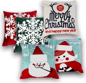 Christmas Decorative Pillow Christmas Snowflake Santa Clause Reindeer Home Decor Throw Pillow Set of 3