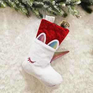 Magical Unicorn Stocking Christmas Fun Holiday Decoration with Red Sequins