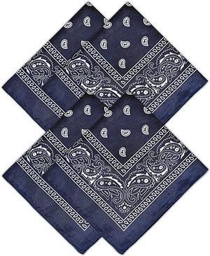 4pk Bandana Handkerchief Scarf Headband Hair Tie Hat Liner 100% Cotton Navy