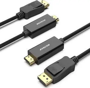 DisplayPort to HDMI 6 Feet Gold-Plated Cable 2 Pack Display Port to HDMI Adapter Male to Male Black