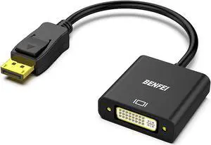 DisplayPort to DVI Gold-Plated DP to DVI Adapter (Male to Female) Compatible for   HP and Other Brand