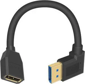 Right Angle Displayport 1.4 Cable 90 Degree Displayport Extension Cable (8K/60Hz 4k/144Hz) 32.4Gbps Short Display Port Male to Female DP 1.4 Cable Cord for PC Laptop 15cm