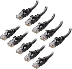Cable Matters 10Gbps 10-Pack Snagless Short Cat 6 Ethernet Cable - 1ft, Cat 6 Cable, Cat6 Cord, Ethernet Cord, Black
